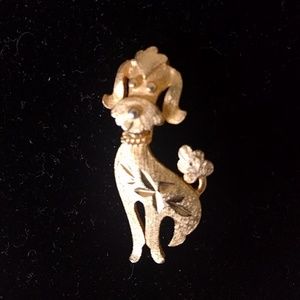 VTG signature Mamselle gold poodle brooch, 60ties
